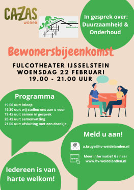 Huurdersvereniging Weidelanden komt op voor alle bewoners van CAZASwonen